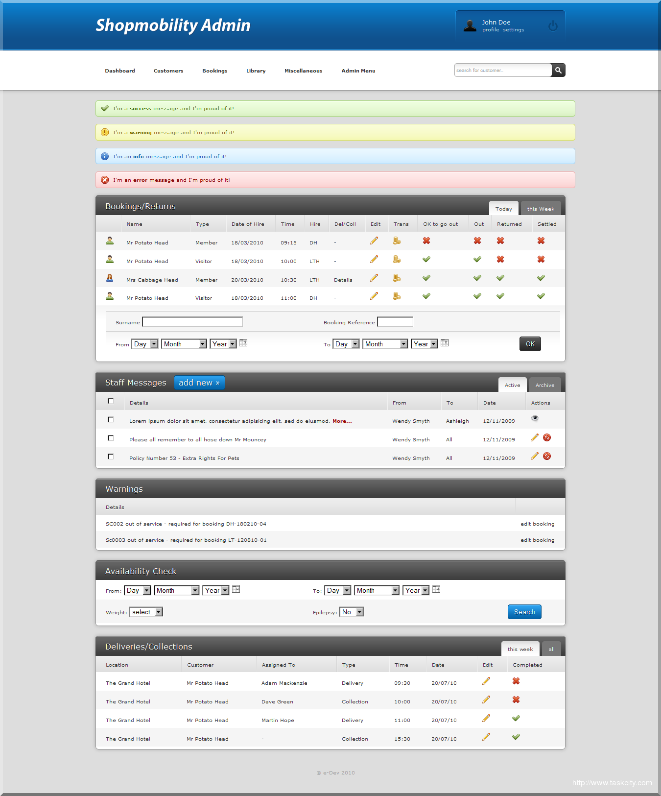 Shopmobility booking system